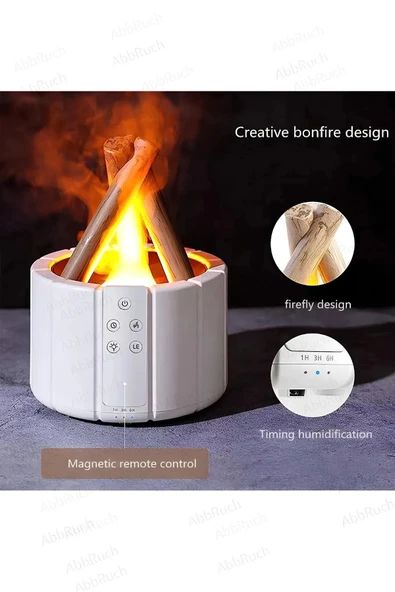 Bonfire Alev Görüntülü Bonfire Oda Nemlendirici Şık Tasarım Uzaktan Kumanda Kontrollü - 5