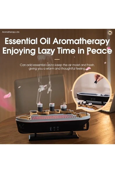 Titanic Gemi ModeliHava Nemlendirici Uçucu Yağ Difüzörü Denizanası Duman Halkası Sprey AROMA YAYICI - 5