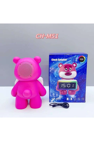 CH-M51 Çalar Saat LED Işık Sesli Kablosuz BT Hoparlör FM Radyo TF Kart Destekli Hediye - 4