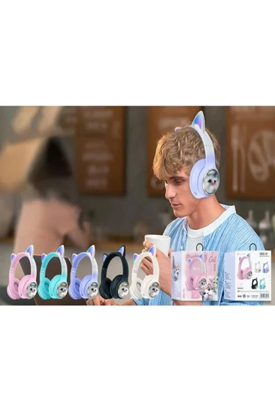 SW90 Bluetooth Renkli Kedi Kulaklık - 2