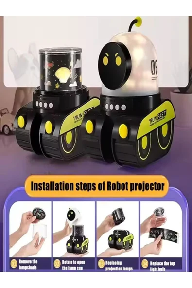 Bilişim Burada Tank Robot 12 Film Projeksiyon Lamba Bluetooth Hoparlör Gece Lambası - 4