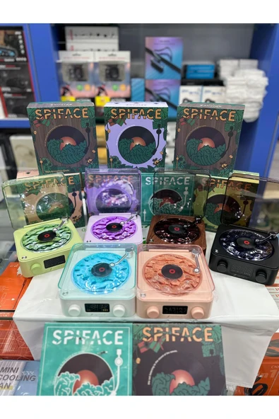 Waves Nostalji Plak Görünümlü Bluetooth Hoparlör 3D Ses Dalgası Retro Müzik Plak Gece Lambası