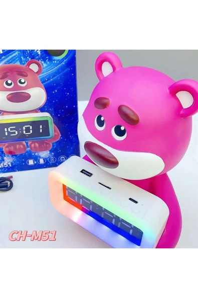 CH-M51 Çalar Saat LED Işık Sesli Kablosuz BT Hoparlör FM Radyo TF Kart Destekli Hediye - 5