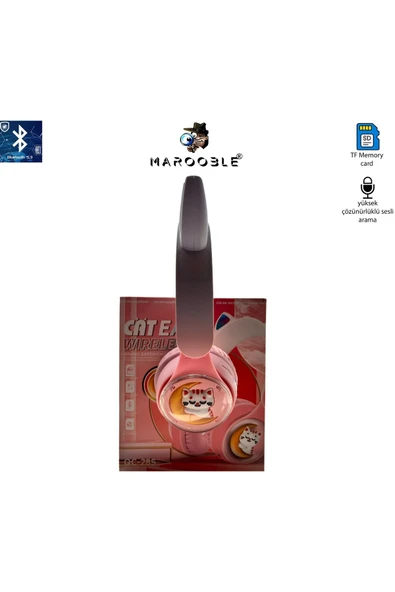 Bilişim Burada PL-2224 Ay Ve Kedi Desenli HD Şarjlı Bluetooth Kulaklık