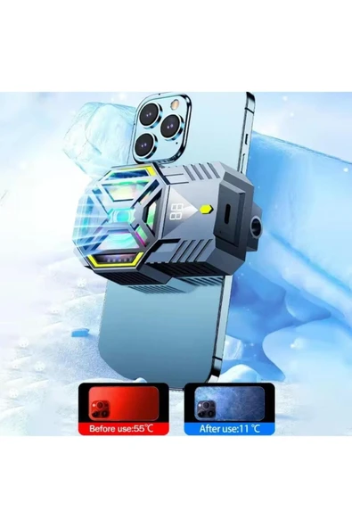 Şarjlı Led Işıklı Dijital Ekranlı Telefon Soğutucu Soğutma Fanı Bütün Telefonlarla Uyumlu DY88 - 5