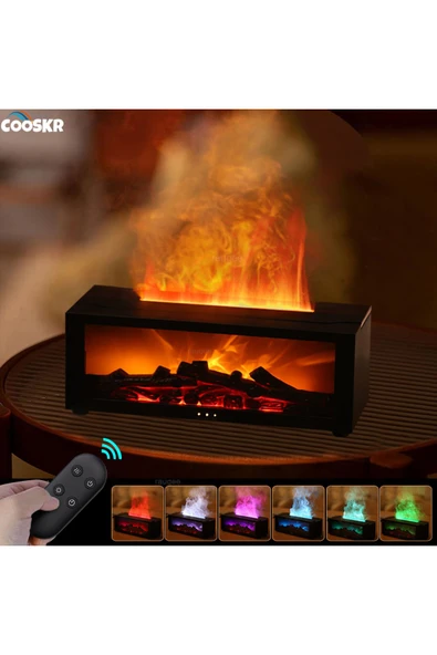 Bilişim Burada Alev Efektli Koku Difüzörü Nemlendirici Uzaktan Kumanda