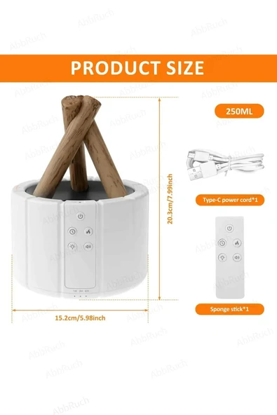 Bonfire Alev Görüntülü Bonfire Oda Nemlendirici Şık Tasarım Uzaktan Kumanda Kontrollü - 3