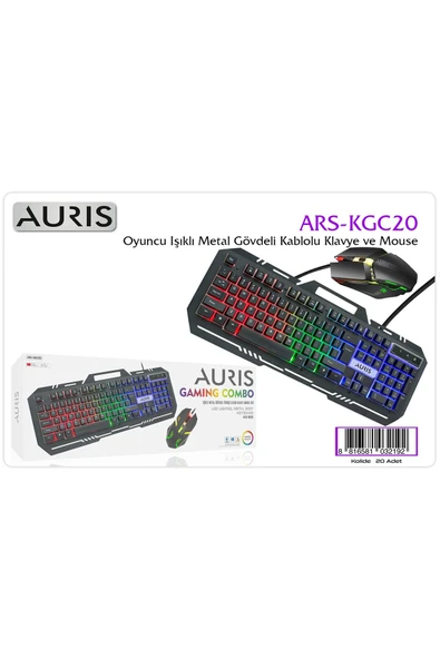 ARS-KGC20 Işıklı Metal Gövdeli Oyuncu Kablolu Klavye ve Mouse Set
