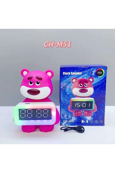 CH-M51 Çalar Saat LED Işık Sesli Kablosuz BT Hoparlör FM Radyo TF Kart Destekli Hediye - 2