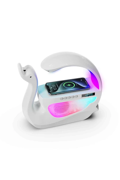 6'sı 1 Arada Kuğu Nemlendirici RGB Işık Kablosuz Şarj Bluetooth Hoparlör - 2