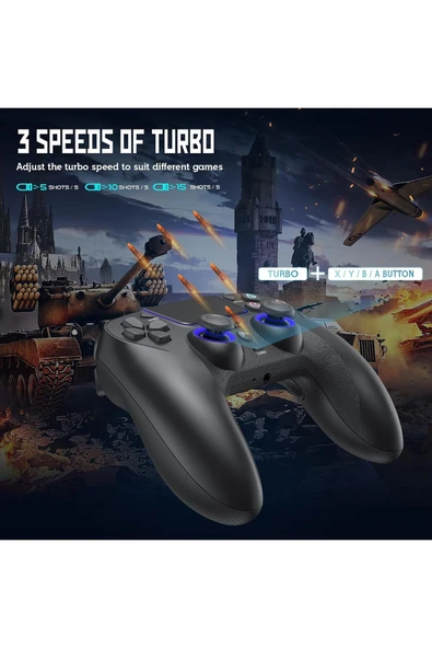 Ps4/pro/slim/pc Uyumlu Kablosuz Oyun Kumandası | Çift Titreşimli | 6 Eksenli Jiro Sensör | Touchpad - 6