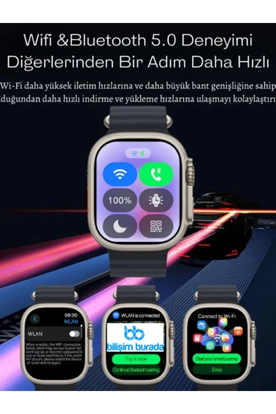 Hk10 Ultra 3 Wifi Modeli 2.02 Inç Uyumlu Amoled Ekran Akıllı Saat App Store Kordon - 3