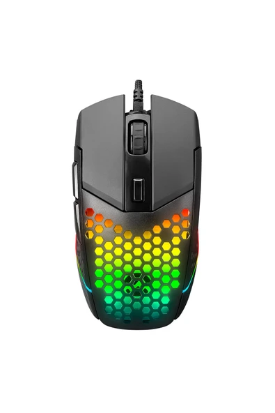 SM-GX19 ANGARD Usb RGB Işıklı Makrolu 7200DPI Örgü Kablolu Gaming Oyuncu Mouse - 3