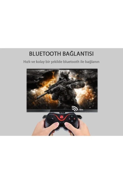 X3 Bluetooth Kablosuz Oyun Kolu Gamepad Telefon Tutucu Stand - 4