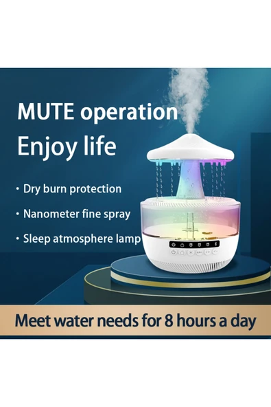 Mantar Yağmur Damlası Nemlendirici Gece Lambası + Bluetooth Hoparlör - 6