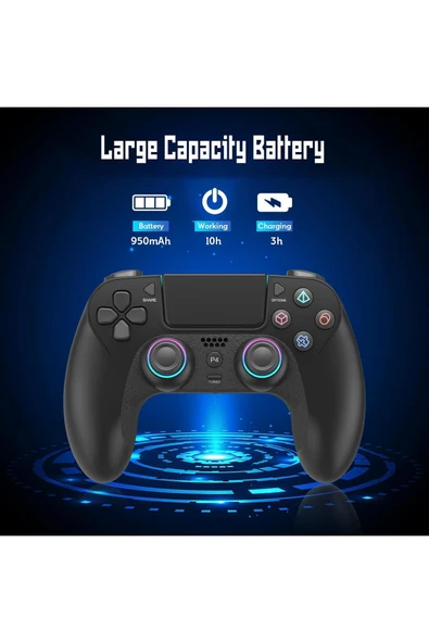 PS4/Pro/Slim/PC Uyumlu Kablosuz Oyun Kumandası | Çift Titreşimli | 6 Eksenli Jiro Sensör | Touchpad - 7