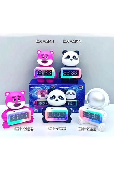CH-M51 Çalar Saat LED Işık Sesli Kablosuz BT Hoparlör FM Radyo TF Kart Destekli Hediye - 6
