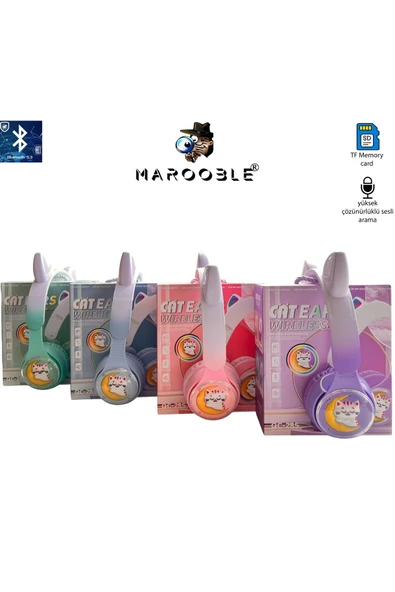 Bilişim Burada PL-2224 Ay Ve Kedi Desenli HD Şarjlı Bluetooth Kulaklık - 2