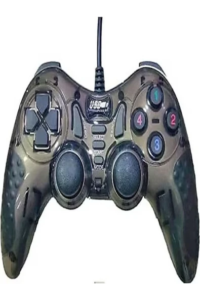 Bilişim Burada Siyah Yeşil Kamuflaj PL-2585 Double Shock Controller Usb Game Pad PC Oyun Kolu