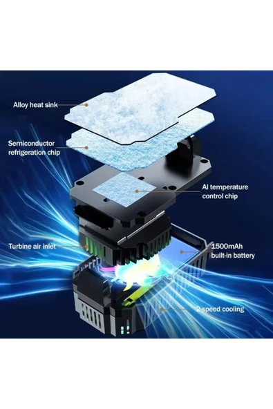 Şarjlı Led Işıklı Dijital Ekranlı Telefon Soğutucu Soğutma Fanı Bütün Telefonlarla Uyumlu DY88 - 6