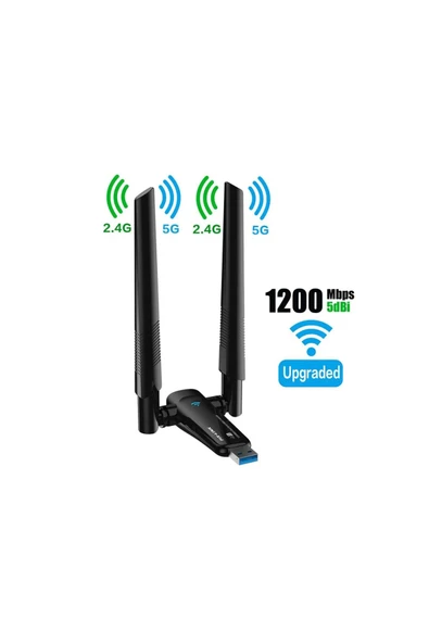 Bilişim Burada PIX-LINK AX1800 ÇİFT ANTEN USB WIRELESS WİFİ ADAPTÖR PL-9340