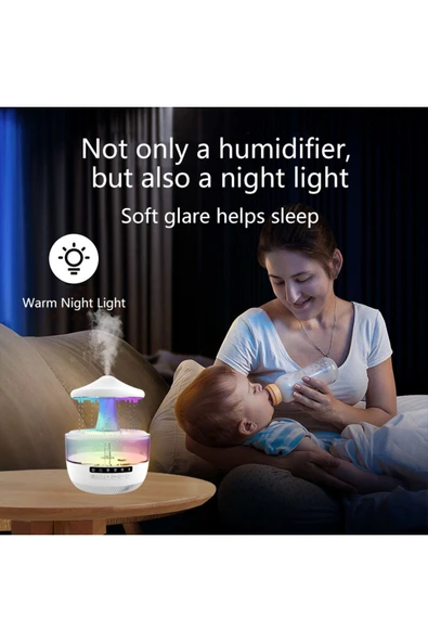 Mantar Yağmur Damlası Nemlendirici Gece Lambası + Bluetooth Hoparlör - 4