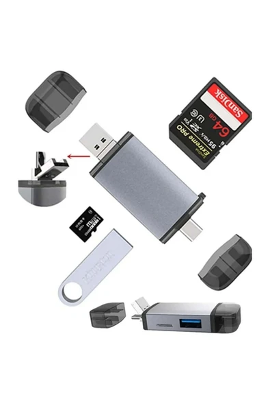 BİLİŞİM BURADA ZR428 T993A TYPE-C 3 İN 1 CARD READER