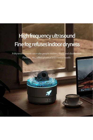 Volkanik Çatlak Top Patlama Efektli 7 Renk LED Işıklı Zamanlayıcılı Uçucu Yağ Difüzörü Nemlendirici - 3