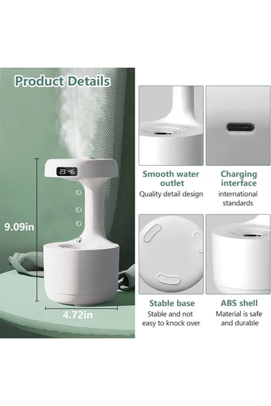 Bilişim Burada Anti-Yerçekimi Ultrasonik Nemlendirici Çift Kapanma Koruma Ev/Ofis için - 6