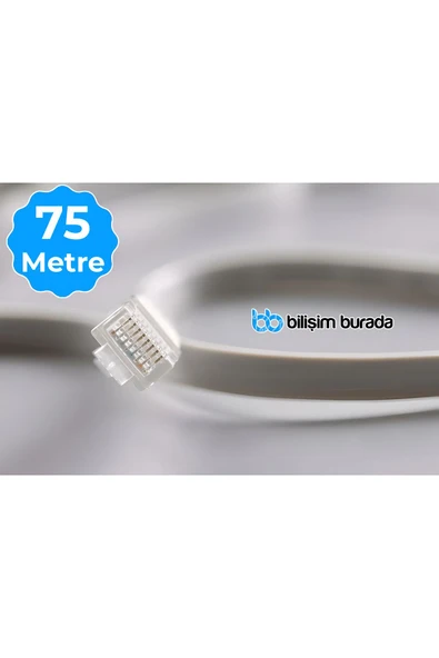 75 Metre 23 Awg Cat6 Bilgisayar, Modem ,IP Kamera Rj45 Ethernet Patch Network Data Internet Kablosu