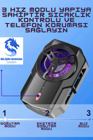 Bilişim Burada S17 2400mAh Yarı İletken Mobil Oyun Kablosuz Telefon Soğutucu Fan