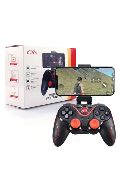 Wireless Kablosuz Oyun Kolu Bluetooth Joystick Gamepad Telefon Tutacağı Standlı