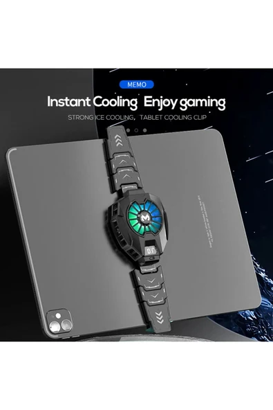 DL05 Tablet Radyatörlü Soğutucu Fan Yarı İletken Kablolu Göstergeli DL05 Memo RGB Tablet Fanı - 6