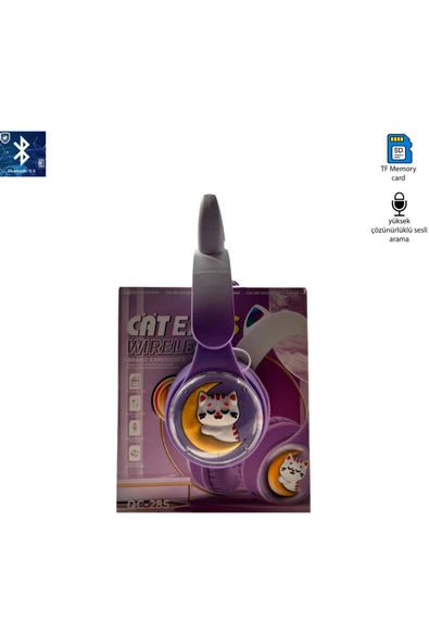 Bilişim Burada PL-2224 Ay Ve Kedi Desenli HD Şarjlı Bluetooth Kulaklık