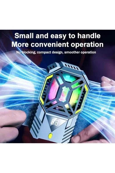 Şarjlı Led Işıklı Dijital Ekranlı Telefon Soğutucu Soğutma Fanı Bütün Telefonlarla Uyumlu DY88 - 2