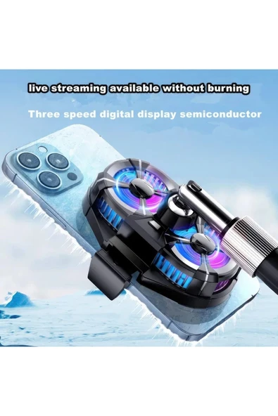 ÇİFT FANLI RGB IŞIKLI ALİMİNYUM TELEFON SOGUTMA SİSTEMİ (GAMİNG-TİKTOK-YOUTUBE-İNSTAGRAM)ULTRA GÜÇLÜ - 5