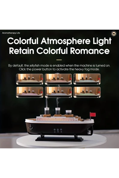 Titanic Gemi ModeliHava Nemlendirici Uçucu Yağ Difüzörü Denizanası Duman Halkası Sprey AROMA YAYICI - 4