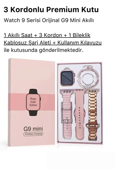 Ns Store G9 Mini Rose Gold Bileklik Hediyeli Amoled Ekran 41mm Kadın Akıllı Saat - 2