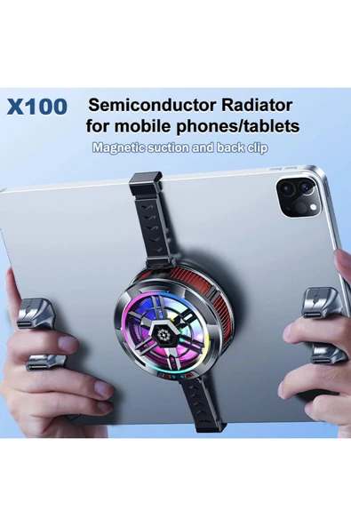 X100 Cep Telefonu Soğutma Fanı Radyatör Manyeti 2 IN 1 Evrensel Oyun için Tablet Soğutucu - 3