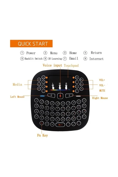 Bilişim Burada 2.4ghz I18 Mini Kablosuz Touch Pad Işıklı Klavye - 3