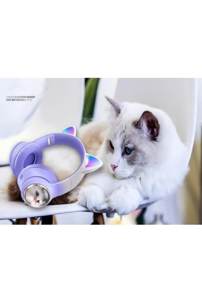 SW90 Bluetooth Renkli Kedi Kulaklık - 3