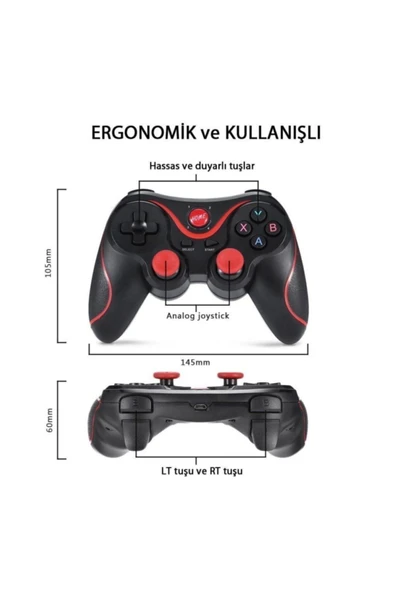 X3 Bluetooth Kablosuz Oyun Kolu Gamepad Telefon Tutucu Stand - 7