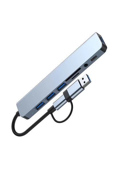 BİLİŞİM BURADA BYL 2218TU 8-in-1 TYPE-C USB Çoklayıcı: Kompakt Güç, Maksimum Bağlantı!