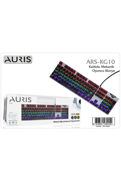 ARS-KG10 Kablolu RGB 50 milyon tuş ömürlü Mavi Switch Mekanik Klavye