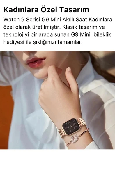 Ns Store G9 Mini Rose Gold Bileklik Hediyeli Amoled Ekran 41mm Kadın Akıllı Saat - 4