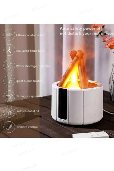 Bonfire Alev Görüntülü Bonfire Oda Nemlendirici Şık Tasarım Uzaktan Kumanda Kontrollü