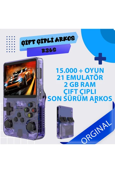 R36s Çift Çipli | 64gb | 21 Emülatör | Arkos Yeni Sürüm 15.000 Oyun Konsolu