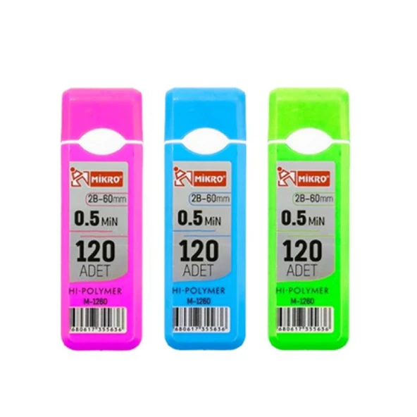 Mikro M-1260 Hi Polymer 60 mm 2B 0.5 Kalem Ucu 120 Li 6 Tüp - 2