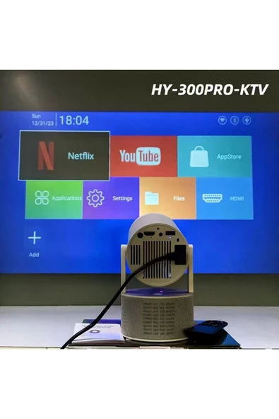 HY300 Pro KTV Karaoke mikrofon hoparlör sinema, oyun ve ev için taşınabilir LCD akıllı projektör. - 4