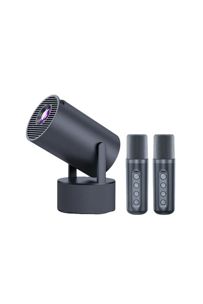 HY300 Pro KTV Karaoke mikrofon hoparlör sinema, oyun ve ev için taşınabilir LCD akıllı projektör.